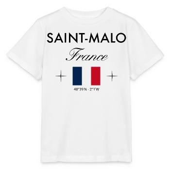 Saint Malo Frankreich Koordinaten Reise Souvenir - Stanley/Stella Kinder T-Shirt MINI CREATOR  - Weiß - Vorne - Maike (125cm)