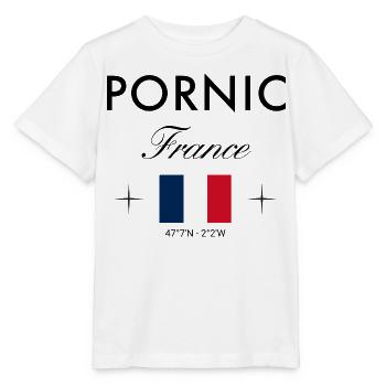 Pornic Frankreich Koordinaten Reise Souvenir - Stanley/Stella Kinder T-Shirt MINI CREATOR  - Weiß - Vorne - Maike (125cm)