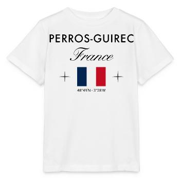 Perros Guirec Frankreich Koordinate Reise Souvenir - Stanley/Stella Kinder T-Shirt MINI CREATOR  - Weiß - Vorne - Maike (125cm)