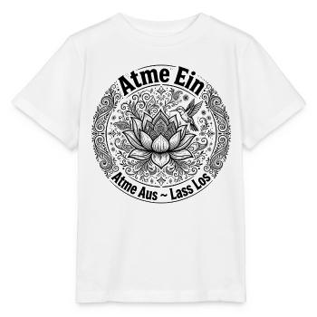 Atme Ein Atme Aus Lass Los - Lotus Kolibri Mandala - Stanley/Stella Kinder T-Shirt MINI CREATOR  - Weiß - Vorne - Maike (125cm)