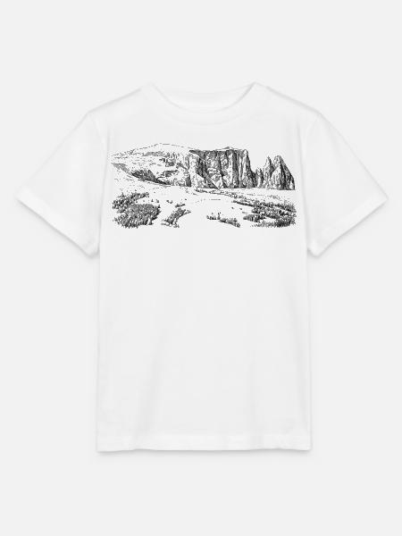 Schlern Silhouette | Dolomiten Plateau Design - Stanley/Stella Kinder T-Shirt MINI CREATOR - Weiß