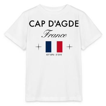 Cap d'Agde Frankreich Koordinaten Reise Souvenir - Stanley/Stella Kinder T-Shirt MINI CREATOR  - Weiß - Vorne - Maike (125cm)