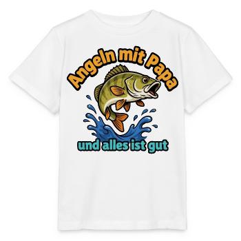 Angeln mit Papa – Alles ist Gut - Stanley/Stella Kinder T-Shirt MINI CREATOR  - Weiß - Vorne - Maike (125cm)