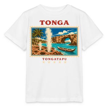 Marque de voyage vintage Tonga Tongatapu - T-shirt bio MINI CREATOR Stanley/Stella Enfant - blanc - Devant - Maike (125cm)