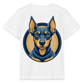 Deutscher Pinscher-Hund Kawaii Maskottchen Cartoon-Clipart - Stanley/Stella Kinder T-Shirt MINI CREATOR  - Weiß - Vorne - Maike (125cm)