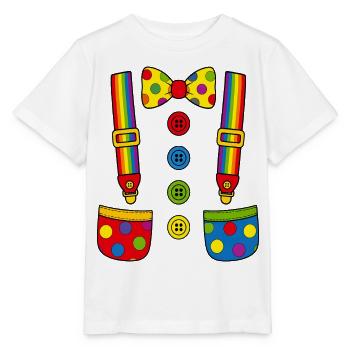 Clown Kostüm Hosenträger Fliege bunt Fasching - Stanley/Stella Kinder T-Shirt MINI CREATOR  - Weiß - Vorne - Maike (125cm)