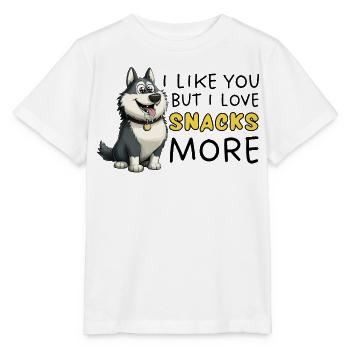 Siberian Husky Snack Lover Cartoon - Stanley/Stella MINI CREATOR Kids’ T-Shirt - white - Front - Maike (125cm)