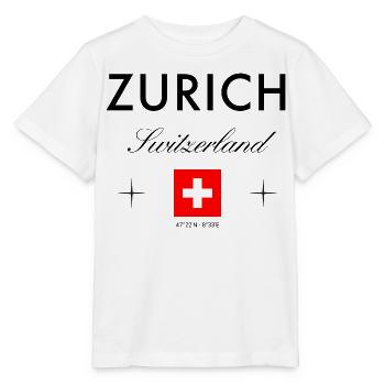 Zurich Switzerland Coordinates Travel Souvenir - Stanley/Stella MINI CREATOR Kids’ T-Shirt - white - Front - Maike (125cm)