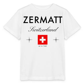 Zermatt Switzerland Coordinates Travel Souvenir - Stanley/Stella MINI CREATOR Kids’ T-Shirt - white - Front - Maike (125cm)