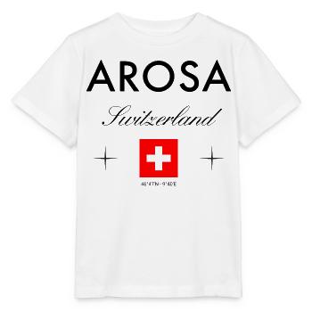 Arosa Switzerland Coordinates Travel Souvenir - Stanley/Stella MINI CREATOR Kids’ T-Shirt - white - Front - Maike (125cm)