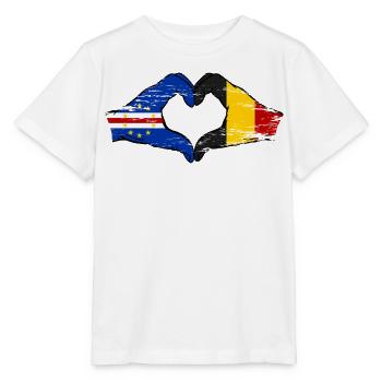 Mains du drapeau belge du Cap-Vert en forme de cœur utilisées - T-shirt bio MINI CREATOR Stanley/Stella Enfant - blanc - Devant - Maike (125cm)