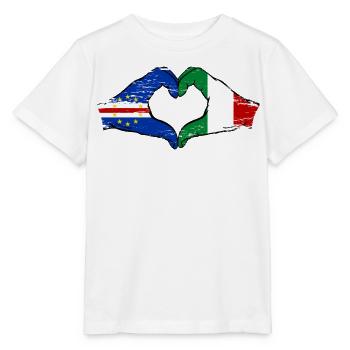 Cape Verde Italy flag hands heart shape used - Stanley/Stella MINI CREATOR Kids’ T-Shirt - white - Front - Maike (125cm)