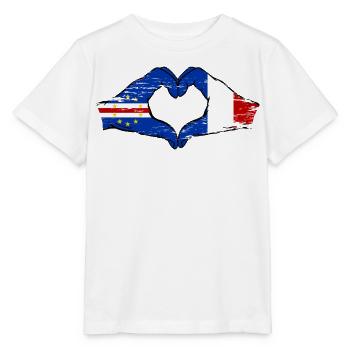 Drapeau du Cap-Vert France, mains en forme de cœur utilisées - T-shirt bio MINI CREATOR Stanley/Stella Enfant - blanc - Devant - Maike (125cm)