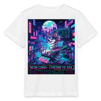Neon Corgi Cybernetic Era Vaporpunk 2049 - Stanley/Stella MINI CREATOR Kids’ T-Shirt - white - Front - Maike (125cm)