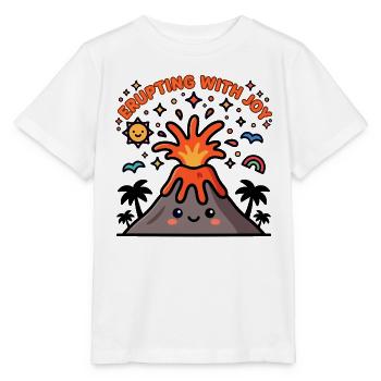 Éruption avec joie : design de dessin animé de volcan mignon - T-shirt bio MINI CREATOR Stanley/Stella Enfant - blanc - Devant - Maike (125cm)