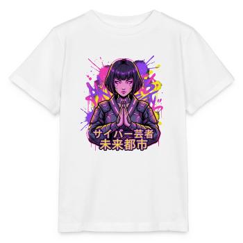 Cyber Geisha im Neonstadt - Stanley/Stella Kinder T-Shirt MINI CREATOR  - Weiß - Vorne - Maike (125cm)