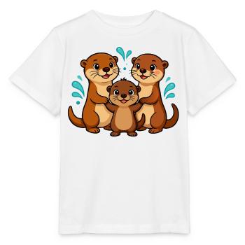 Lustige Otterfamilie - Stanley/Stella Kinder T-Shirt MINI CREATOR  - Weiß - Vorne - Maike (125cm)
