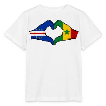 Drapeau du Cap-Vert Sénégal Mains en forme de cœur - T-shirt bio MINI CREATOR Stanley/Stella Enfant - blanc - Devant - Maike (125cm)