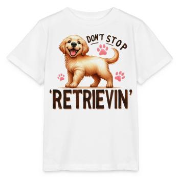 Golden Retriever ne s’arrête pas de récupérer des produits dérivés de design - T-shirt bio MINI CREATOR Stanley/Stella Enfant - blanc - Devant - Maike (125cm)