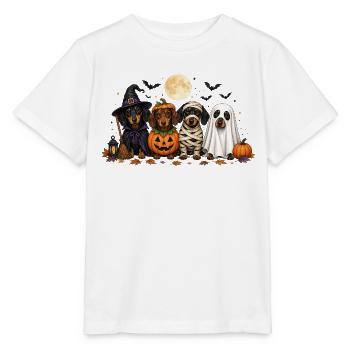 Halloween Teckel Sorcière Citrouille Momie Fantôme - T-shirt bio MINI CREATOR Stanley/Stella Enfant - blanc - Devant - Maike (125cm)