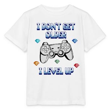 Chemise de jeu - Je ne vieillis pas, je monte de niveau - T-shirt bio MINI CREATOR Stanley/Stella Enfant - blanc - Devant - Maike (125cm)