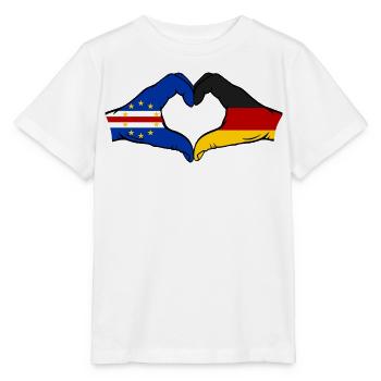 Mains du drapeau allemand du Cap-Vert en forme de cœur utilisées - T-shirt bio MINI CREATOR Stanley/Stella Enfant - blanc - Devant - Maike (125cm)