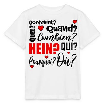mots interrogatifs - français - T-shirt bio MINI CREATOR Stanley/Stella Enfant - blanc - Devant - Maike (125cm)