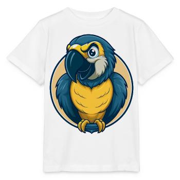 Papagei Kawaii Maskottchen Cartoon Clipart Logo Abzeichen - Stanley/Stella Kinder T-Shirt MINI CREATOR  - Weiß - Vorne - Maike (125cm)