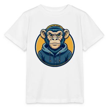 Symbole de Logos de dessins animés de mascotte Monkey Kawaii - T-shirt bio MINI CREATOR Stanley/Stella Enfant - blanc - Devant - Maike (125cm)