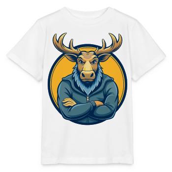 Logo clipart du personnage de mascotte de Moose Kawaii - T-shirt bio MINI CREATOR Stanley/Stella Enfant - blanc - Devant - Maike (125cm)