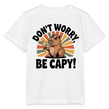 Ne t’inquiète pas, sois capy ! Pose latérale - T-shirt bio MINI CREATOR Stanley/Stella Enfant - blanc - Devant - Maike (125cm)