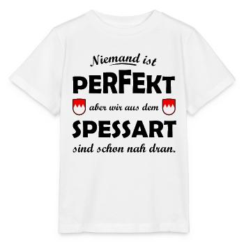 Rote Spessart Schildformen mit Weißzacken - Stanley/Stella Kinder T-Shirt MINI CREATOR  - Weiß - Vorne - Maike (125cm)