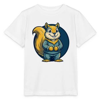 Squirrel Kawaii Mascot Cartoon Clipart Logo Badge - Stanley/Stella MINI CREATOR Kids’ T-Shirt - white - Front - Maike (125cm)