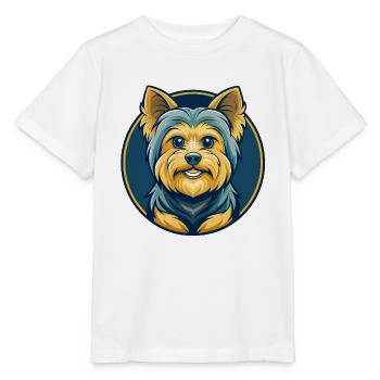 Logo clipart de dessin animé Yorkshire Terrier Kawaii - T-shirt bio MINI CREATOR Stanley/Stella Enfant - blanc - Devant - Maike (125cm)