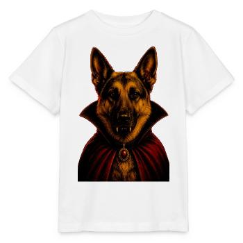 Costume de vampire d’Halloween en berger allemand - T-shirt bio MINI CREATOR Stanley/Stella Enfant - blanc - Devant - Maike (125cm)