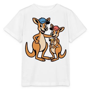 Kängarufamilie im Cap-Style - Stanley/Stella Kinder T-Shirt MINI CREATOR  - Weiß - Vorne - Maike (125cm)