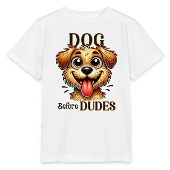 Citation drôle de chien avant les mecs - T-shirt bio MINI CREATOR Stanley/Stella Enfant - blanc - Devant - Maike (125cm)