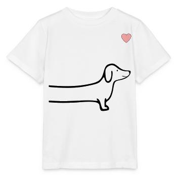 Dackel Herz Hunde - Stanley/Stella Kinder T-Shirt MINI CREATOR  - Weiß - Vorne - Maike (125cm)