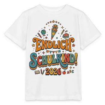 Endlich Schulkind 2026 - Retro Design - Stanley/Stella Kinder T-Shirt MINI CREATOR  - Weiß - Vorne - Maike (125cm)