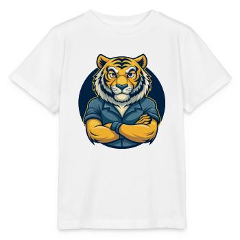 Logo clipart de personnage de dessin animé Mascotte Tiger Kawaii - T-shirt bio MINI CREATOR Stanley/Stella Enfant - blanc - Devant - Maike (125cm)