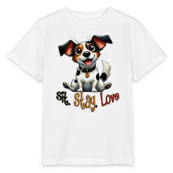 Sitz Bleib Liebe Jack Russell Welpenleben - Stanley/Stella Kinder T-Shirt MINI CREATOR  - Weiß - Vorne - Maike (125cm)