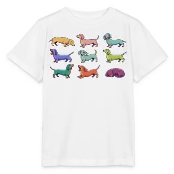 Bunte Dackel: Lustige Teckel Comic Hunde - Stanley/Stella Kinder T-Shirt MINI CREATOR  - Weiß - Vorne - Maike (125cm)