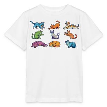Bunte Katzen: Süße Comic Kätzchen Pop-Art - Stanley/Stella Kinder T-Shirt MINI CREATOR  - Weiß - Vorne - Maike (125cm)