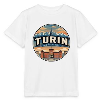 Insigne rétro des Alpes de Turin sur la Piazza Castello - T-shirt bio MINI CREATOR Stanley/Stella Enfant - blanc - Devant - Maike (125cm)