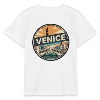 Retro Venice Rialto Bridge Gondelabzeichen - Stanley/Stella Kinder T-Shirt MINI CREATOR  - Weiß - Vorne - Maike (125cm)