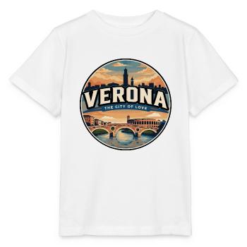 Retro Verona Roman Arena Reiseabzeichen - Stanley/Stella Kinder T-Shirt MINI CREATOR  - Weiß - Vorne - Maike (125cm)