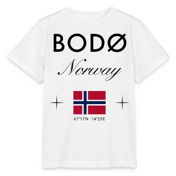 Bodø Norwegen Koordinaten Reise Souvenir - Stanley/Stella Kinder T-Shirt MINI CREATOR  - Weiß - Vorne - Maike (125cm)