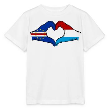 Cape Verde Luxembourg Flag Hands Heart Shape - Stanley/Stella MINI CREATOR Kids’ T-Shirt - white - Front - Maike (125cm)
