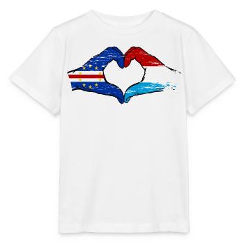 Mains du drapeau luxembourgeois du Cap-Vert utilisées - T-shirt bio MINI CREATOR Stanley/Stella Enfant - blanc - Devant - Maike (125cm)
