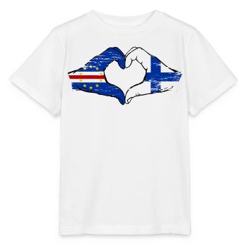Cape Verde Finland flag hands heart shape used - Stanley/Stella MINI CREATOR Kids’ T-Shirt - white - Front - Maike (125cm)